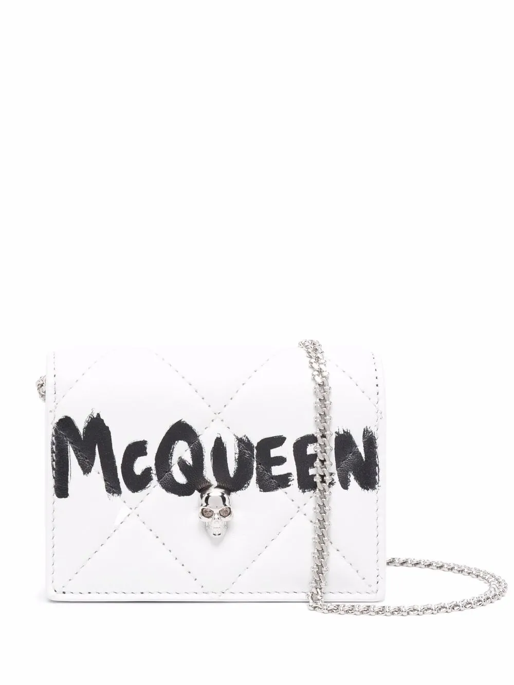 

Alexander McQueen bolsa de hombro capitonada con logo - Blanco