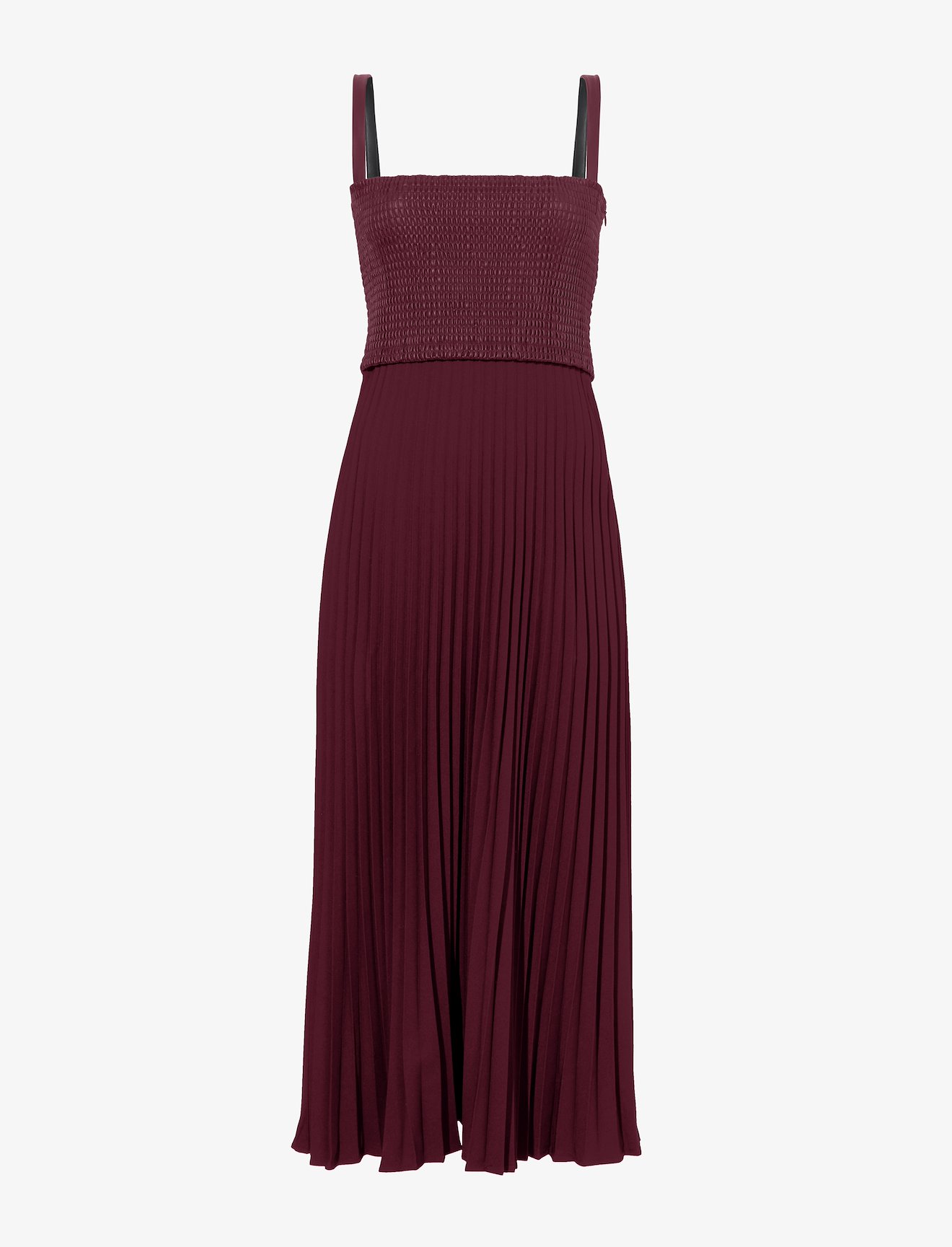 Faux Leather Crepe Pleated Dress #4