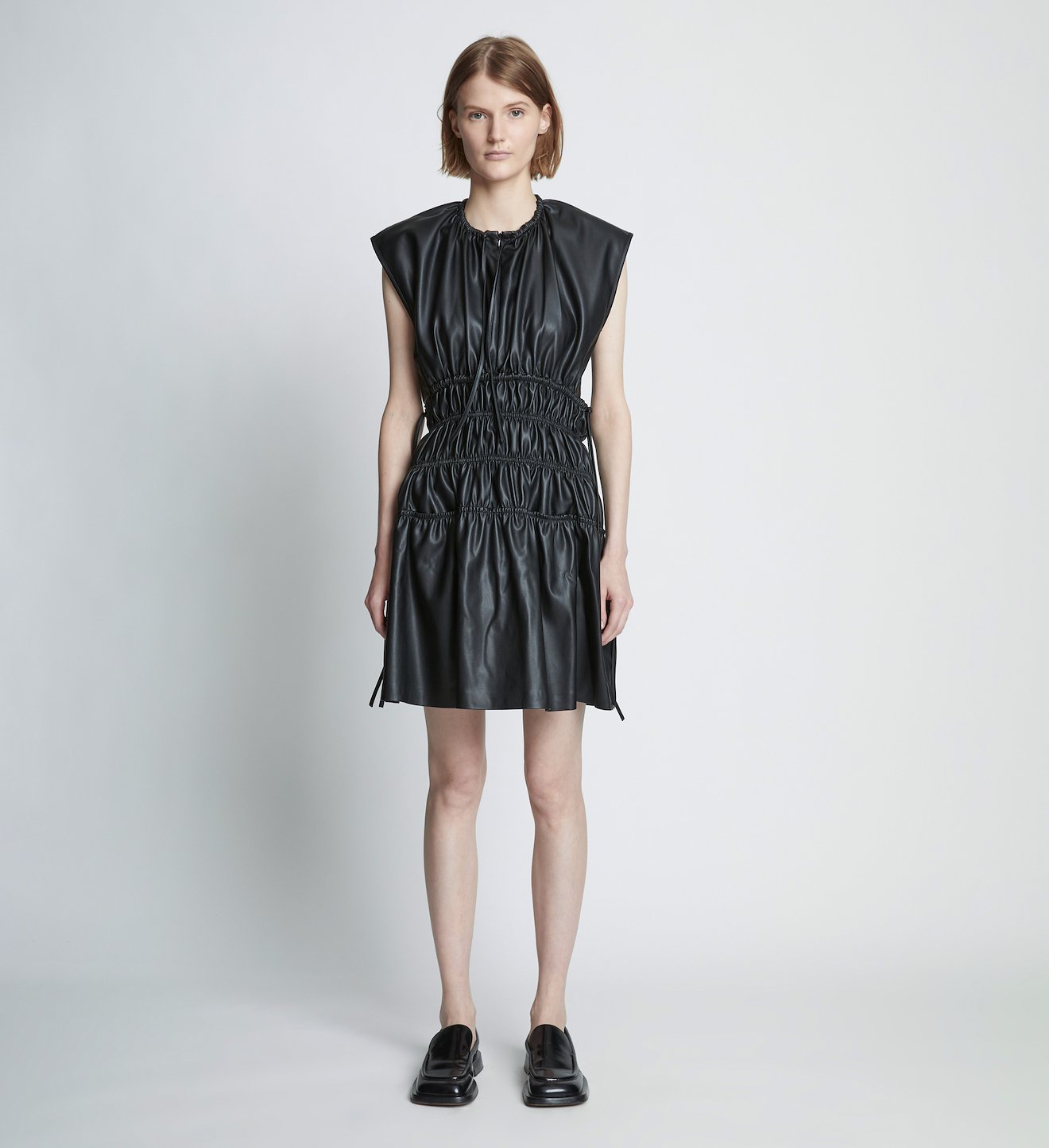 Faux Leather Drawstring Dress