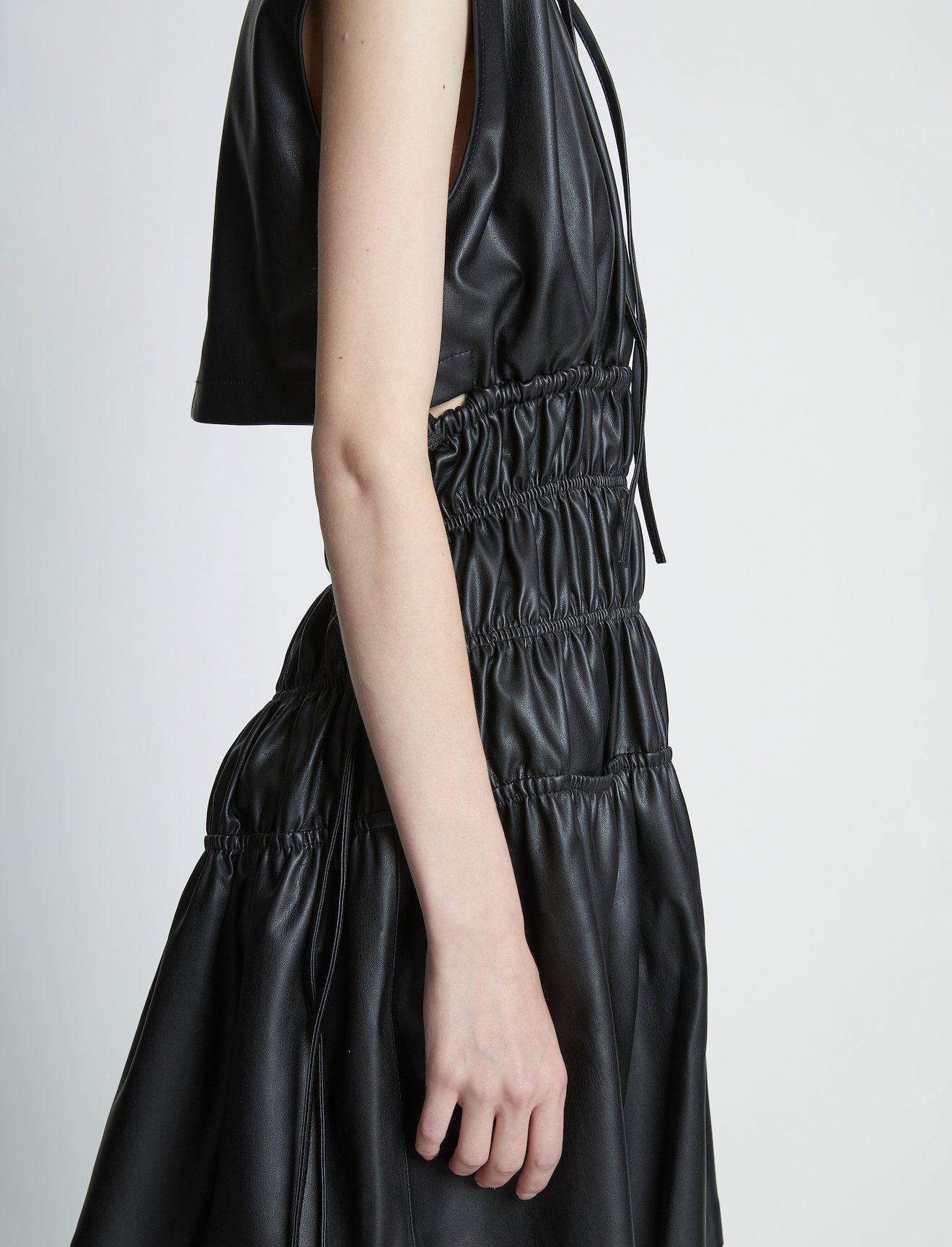 Faux Leather Drawstring Dress #3