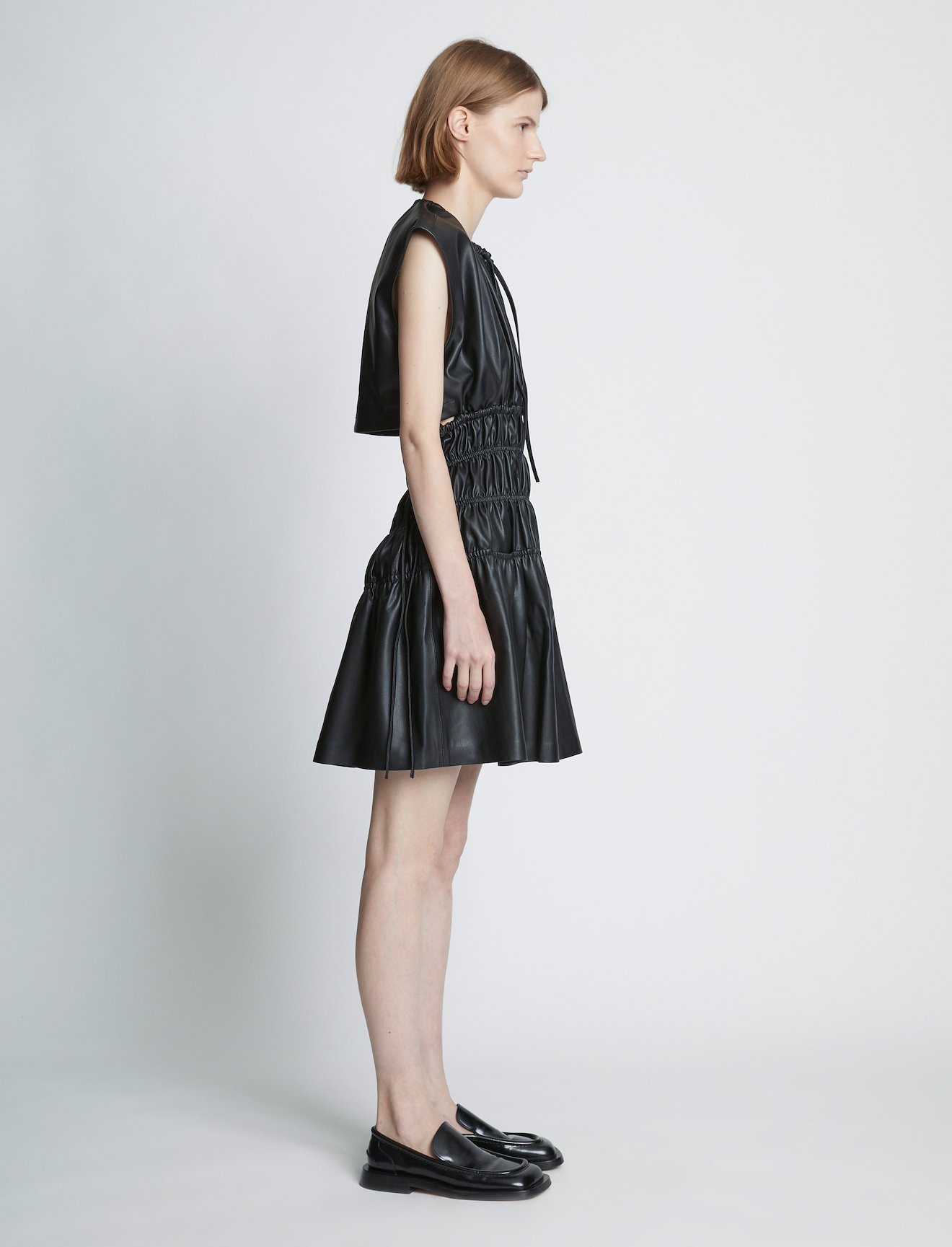 Faux Leather Drawstring Dress #1
