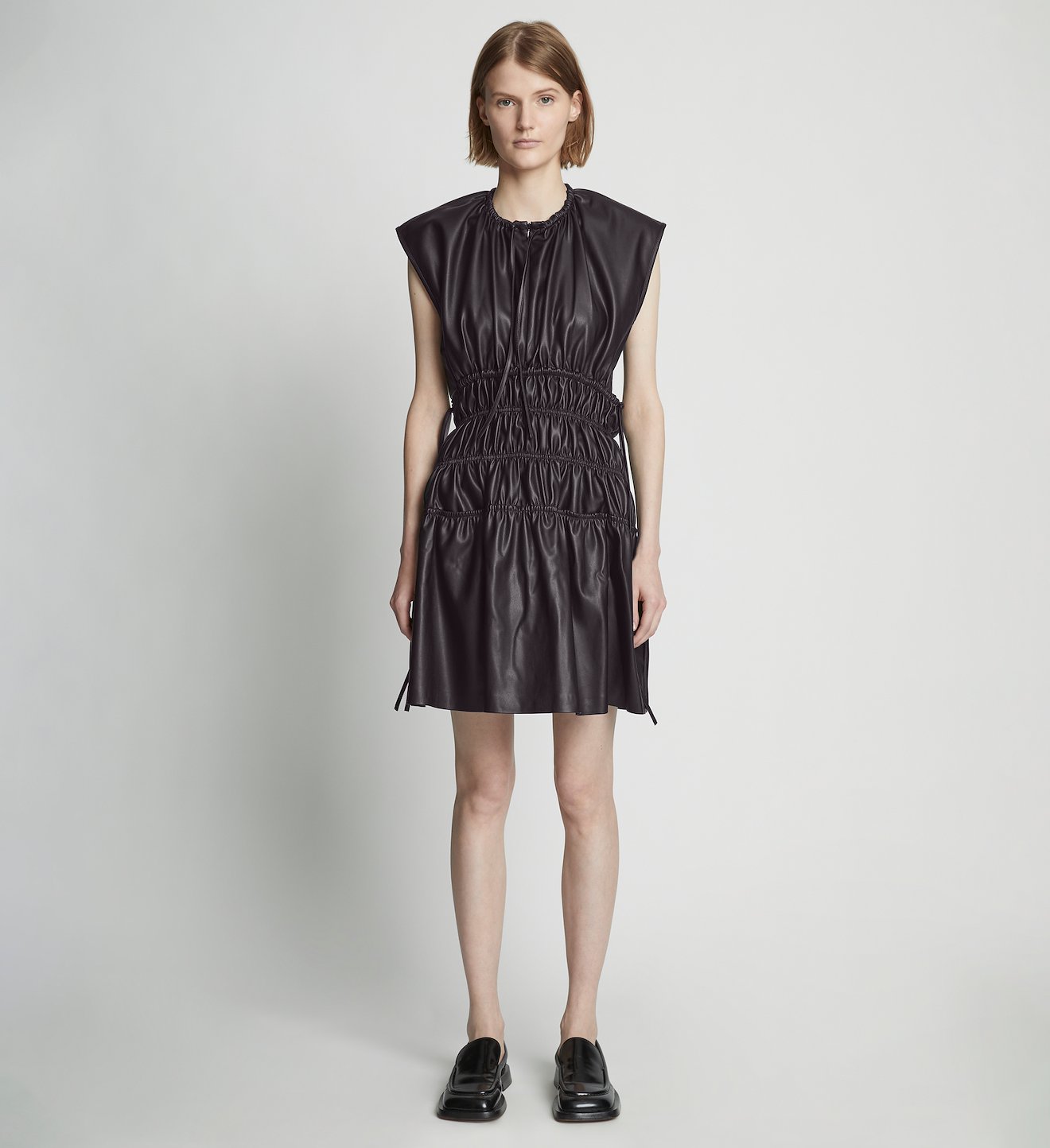 Faux Leather Drawstring Dress