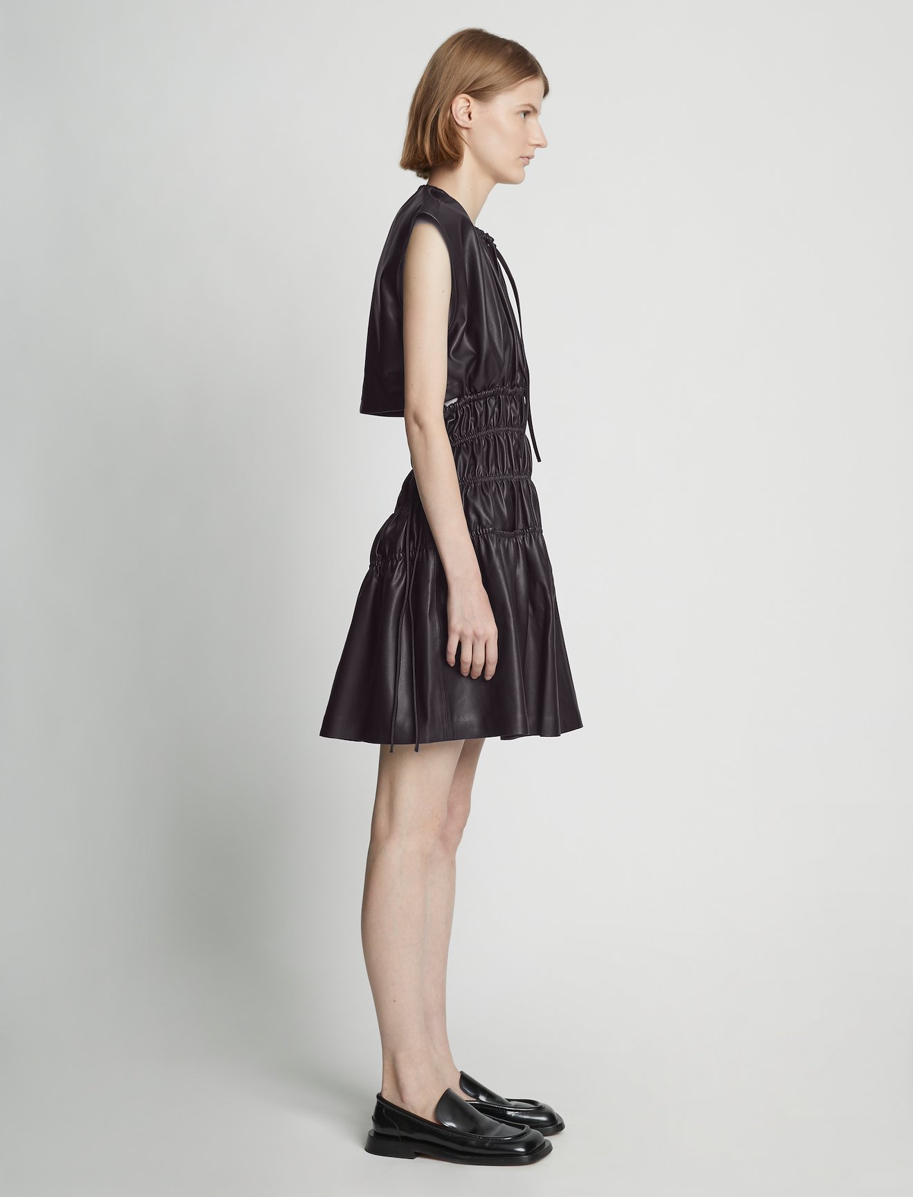 Faux Leather Drawstring Dress #1