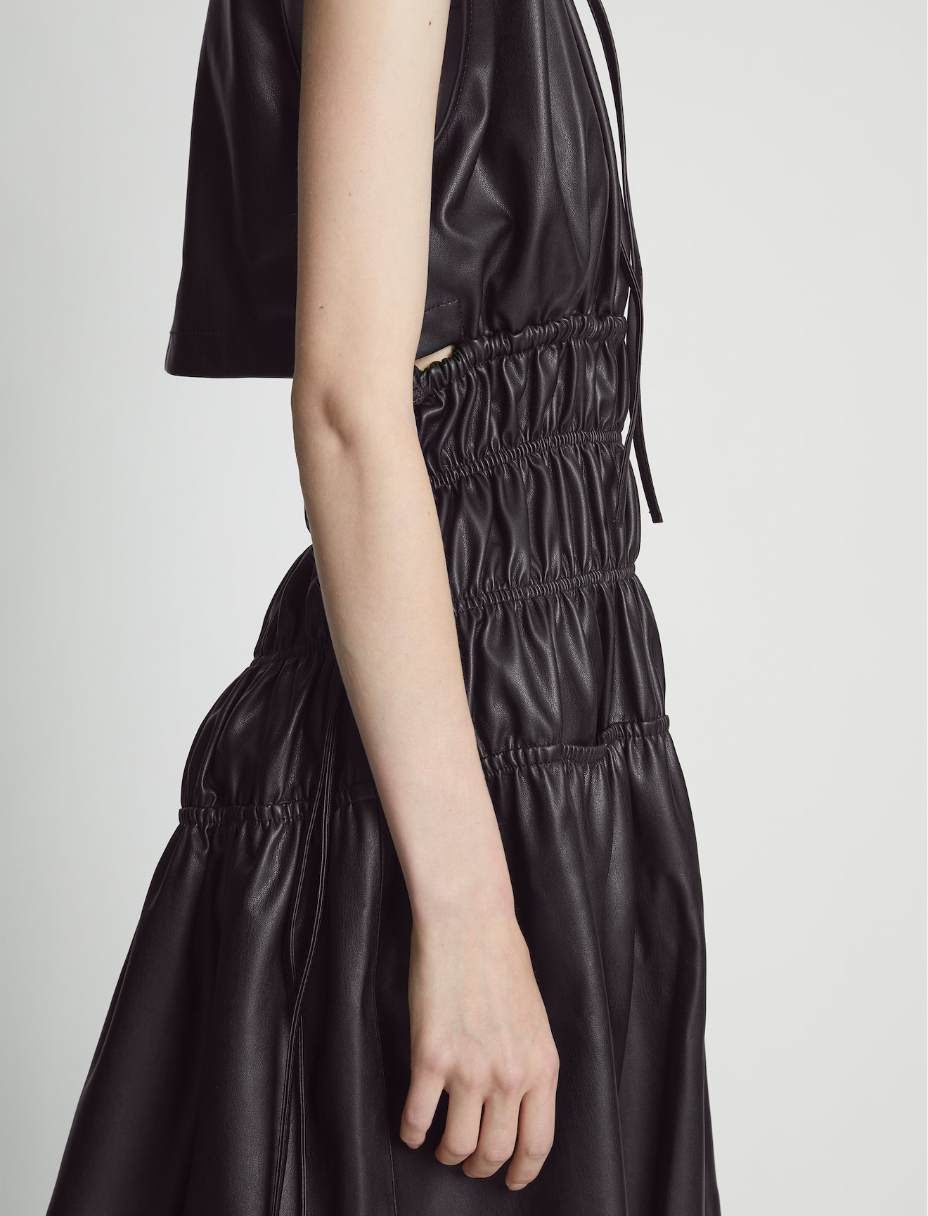 Faux Leather Drawstring Dress #3