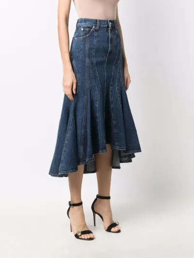 Alexander McQueen fluted denim skirt 