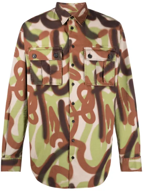 DSQUARED2 abstract-print flap-pocket shirt