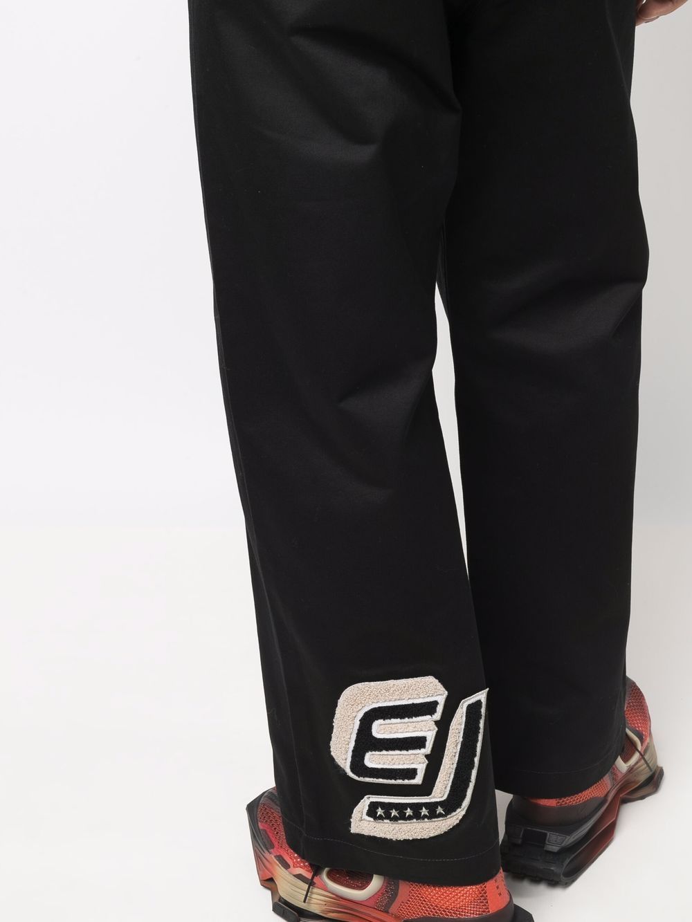 Shop Enterprise Japan Embroidered Straight-leg Trousers In Schwarz