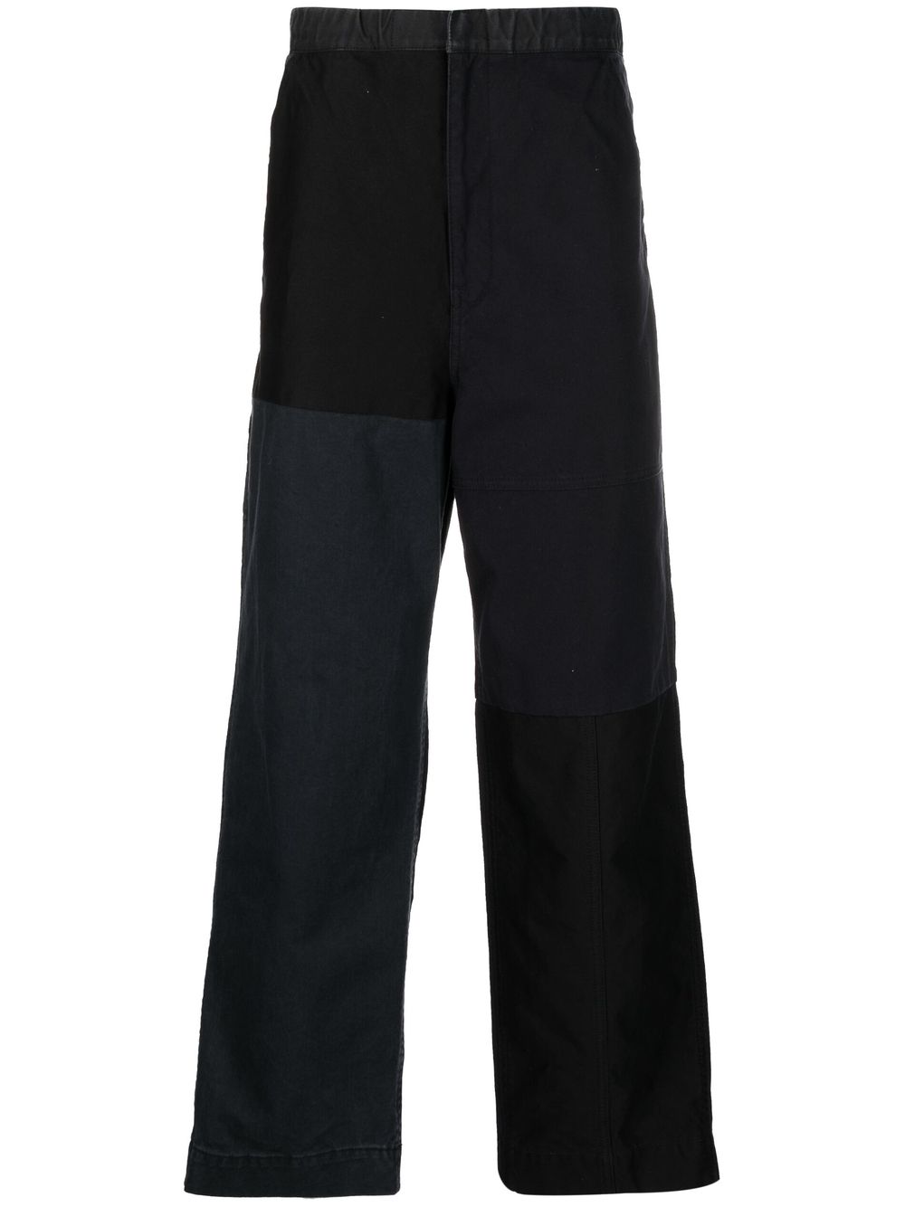 patchwork-design straight-leg trousers