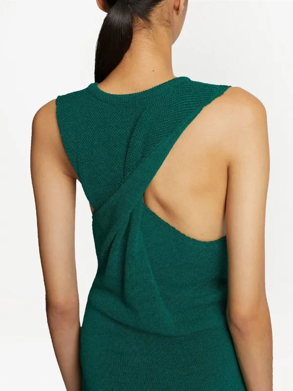 Proenza Schouler Twist Back Viscose Crepe Knit Dress teal/green L