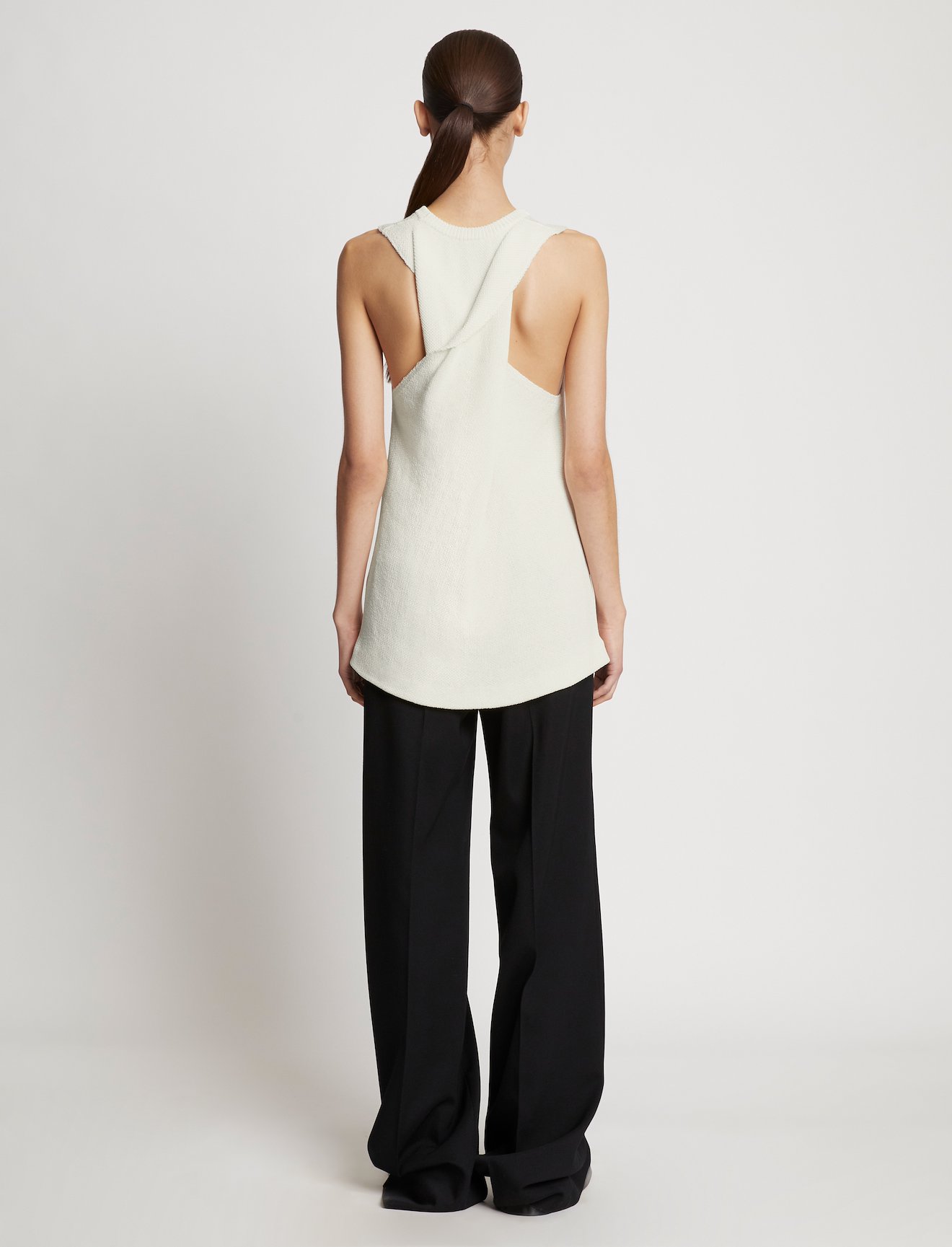 Twist Back Viscose Crepe Knit Tank in neutrals | Proenza Schouler