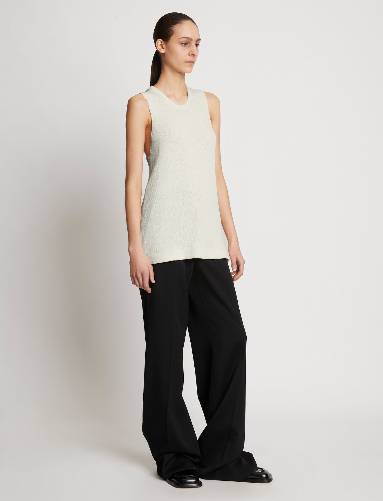 Twist Back Viscose Crepe Knit Tank in neutrals | Proenza Schouler