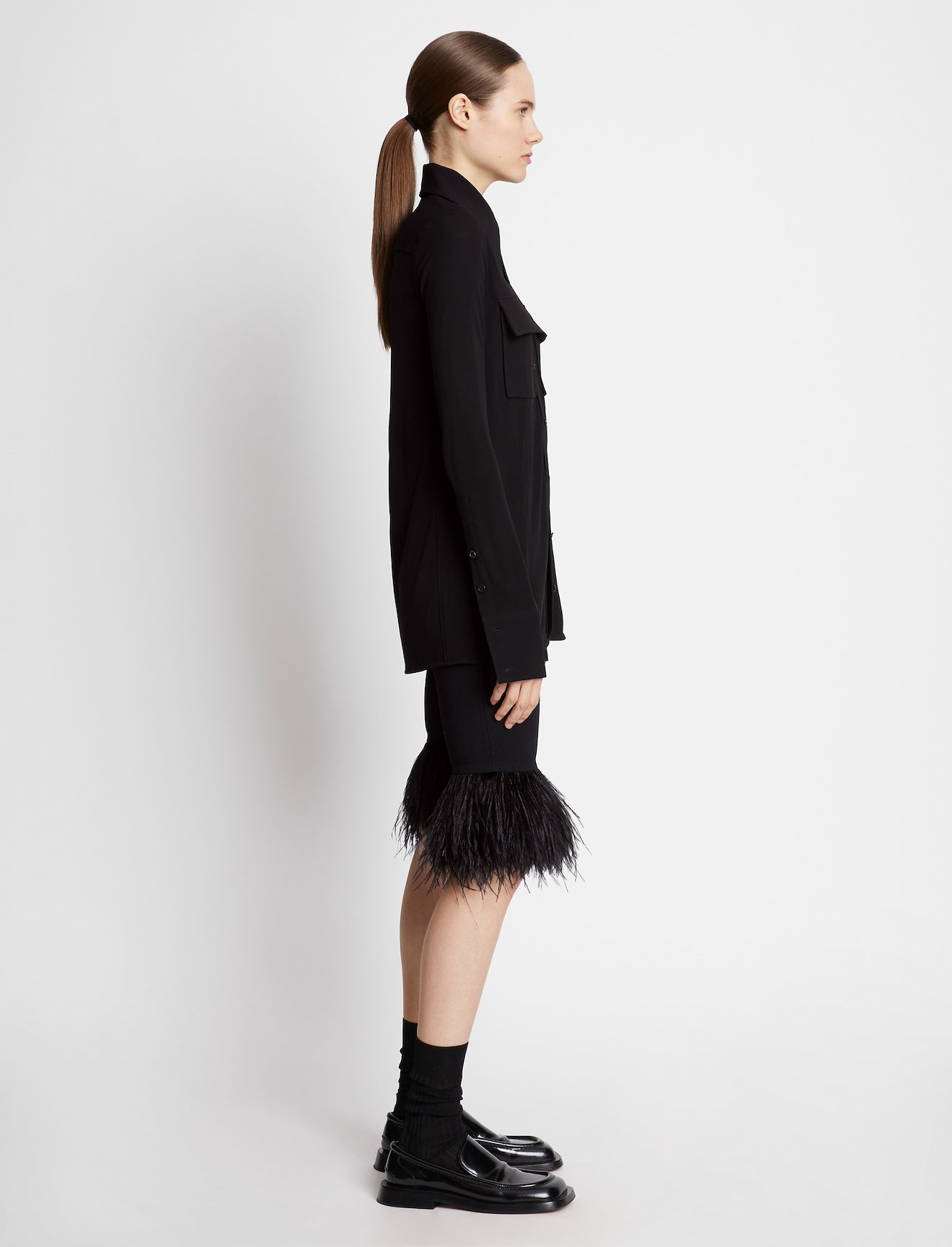Feather Trim Knit Shorts #1