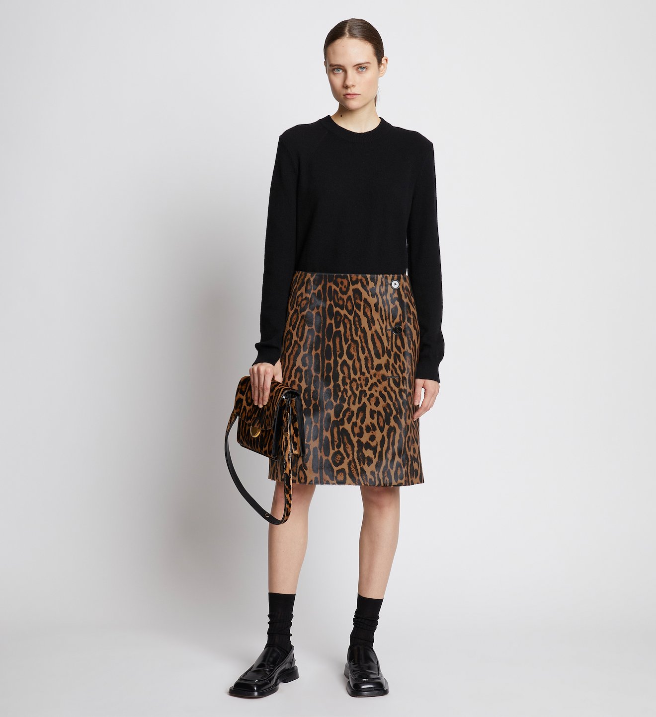 Leopard Printed Haircalf Skirt