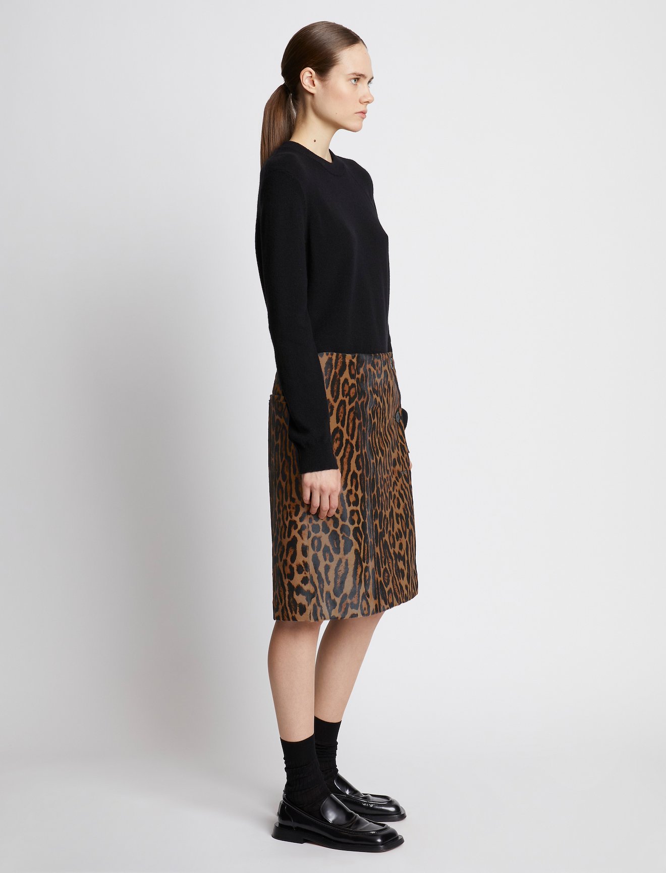 Leopard Printed Haircalf Skirt #1