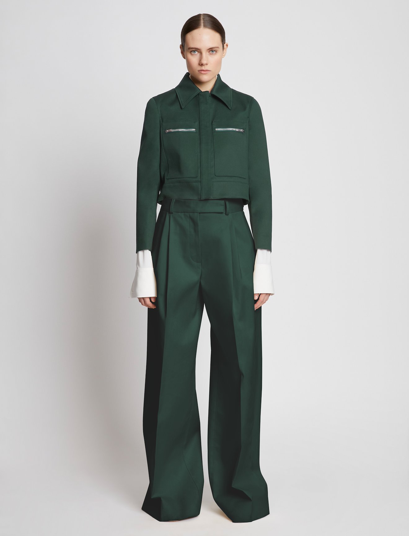Cotton Gabardine Cropped Jacket #1