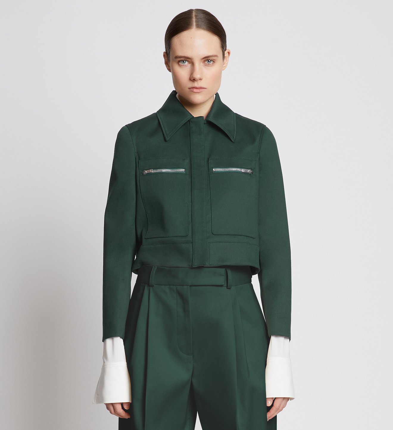 Cotton Gabardine Cropped Jacket
