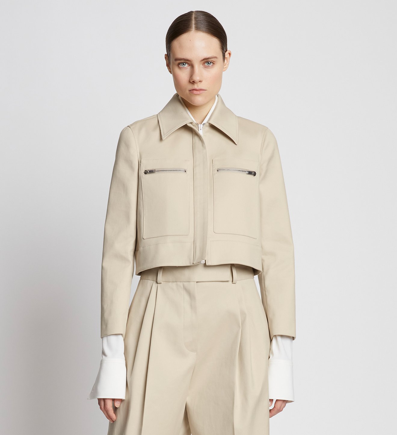 Cotton Gabardine Cropped Jacket