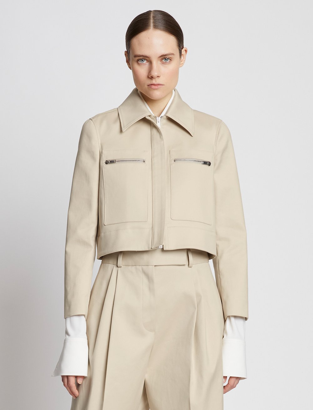 Cotton Gabardine Cropped Jacket