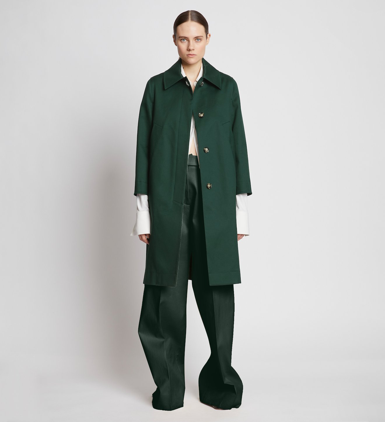 Cotton Gabardine Single Breasted Coat