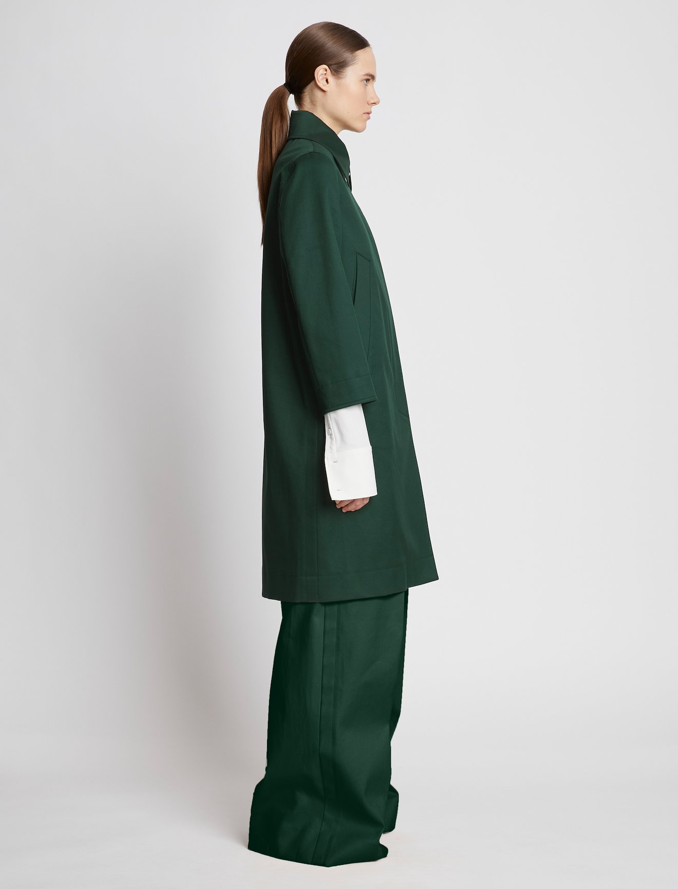 Cotton Gabardine Single Breasted Coat #1
