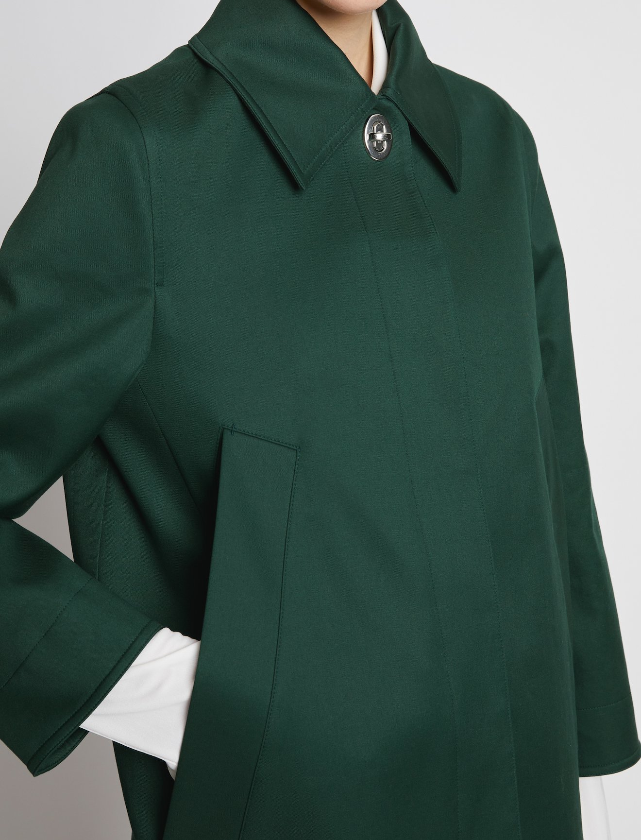 Cotton Gabardine Single Breasted Coat #3