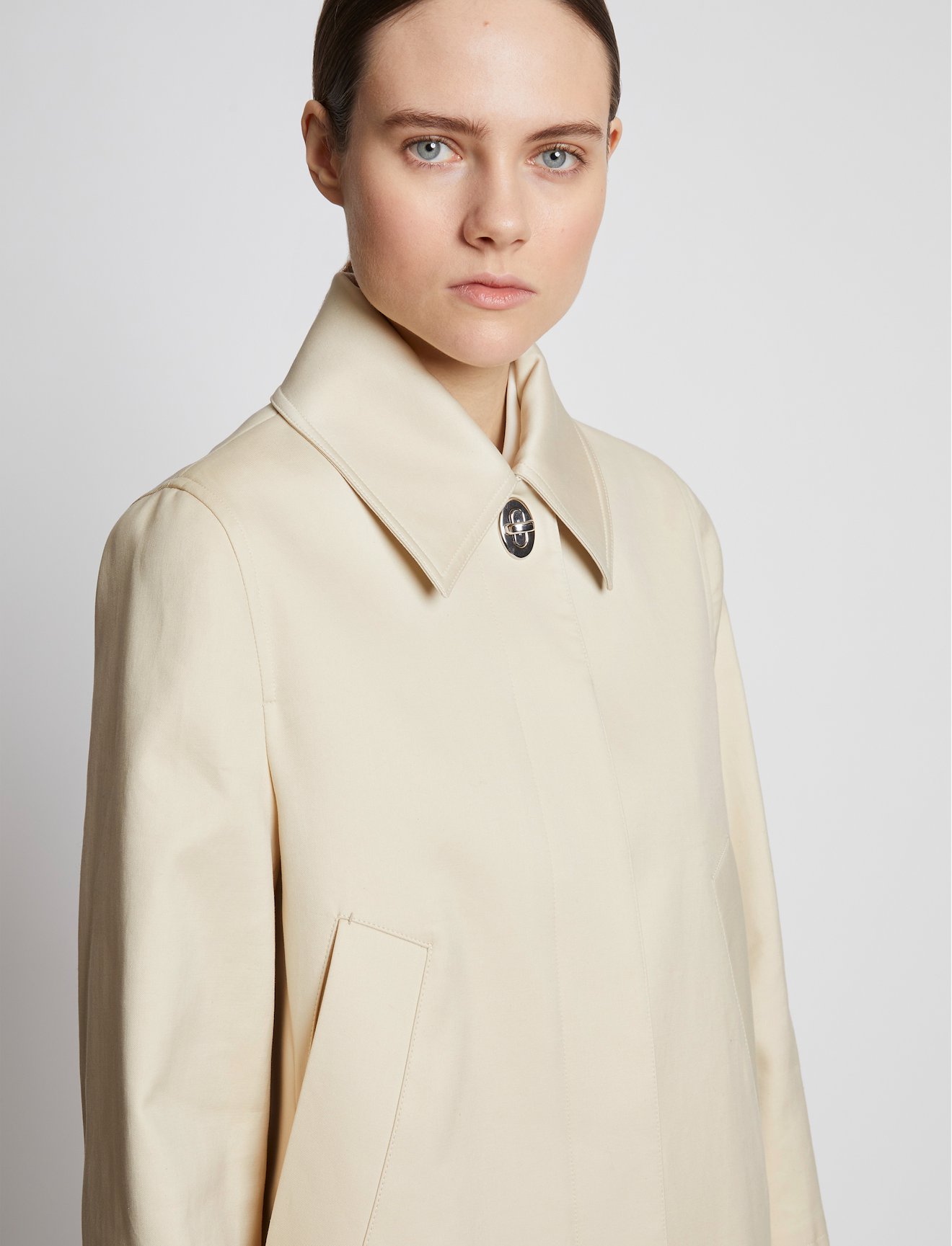 Cotton Gabardine Single Breasted Coat #3