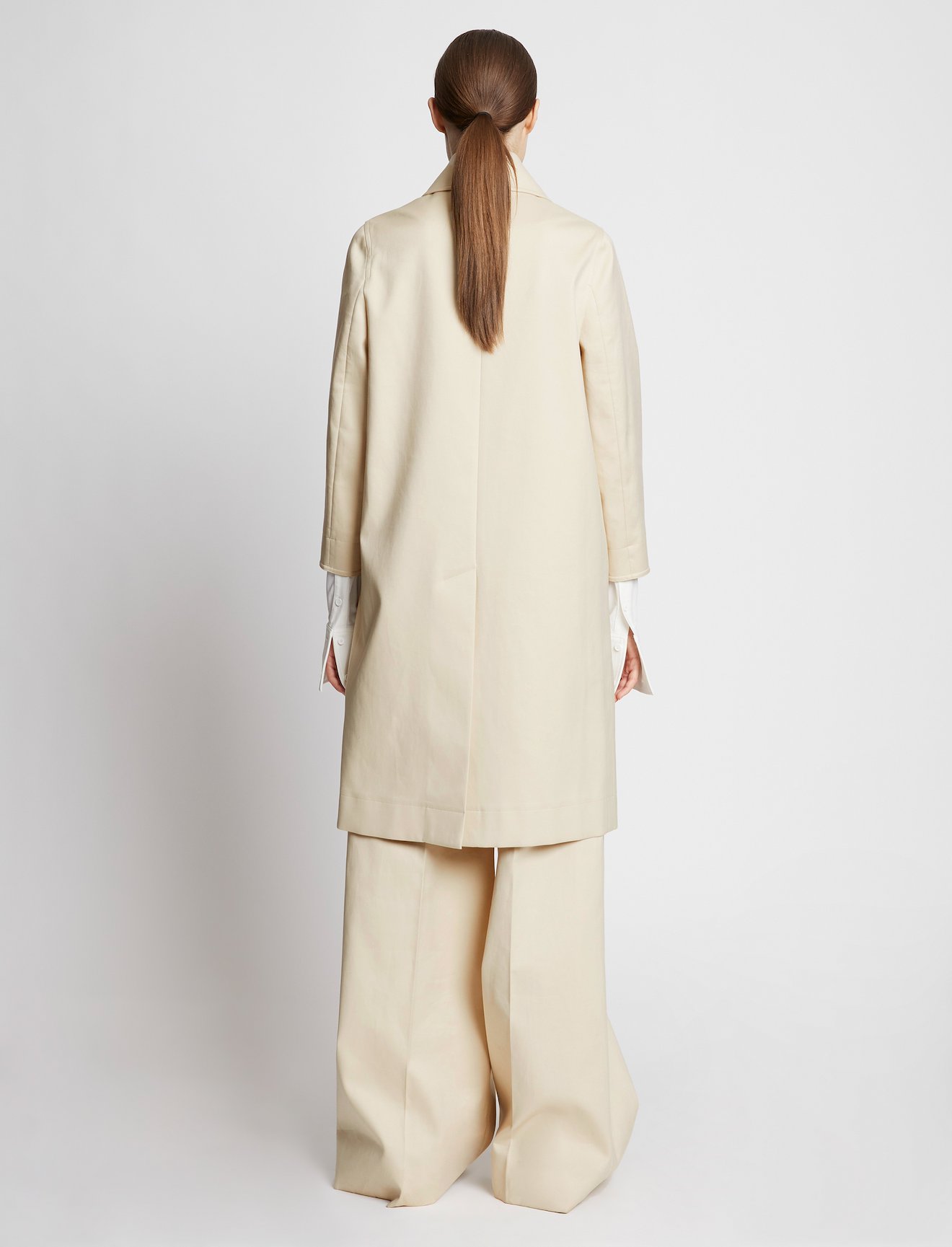 Cotton Gabardine Single Breasted Coat in neutrals | Proenza Schouler