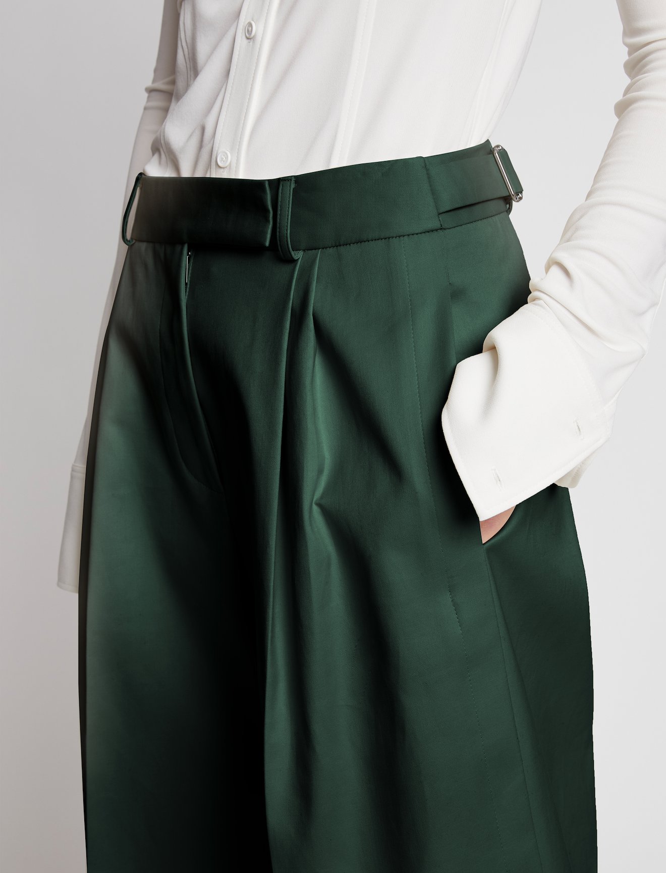 Cotton Gabardine Pants in green | Proenza Schouler