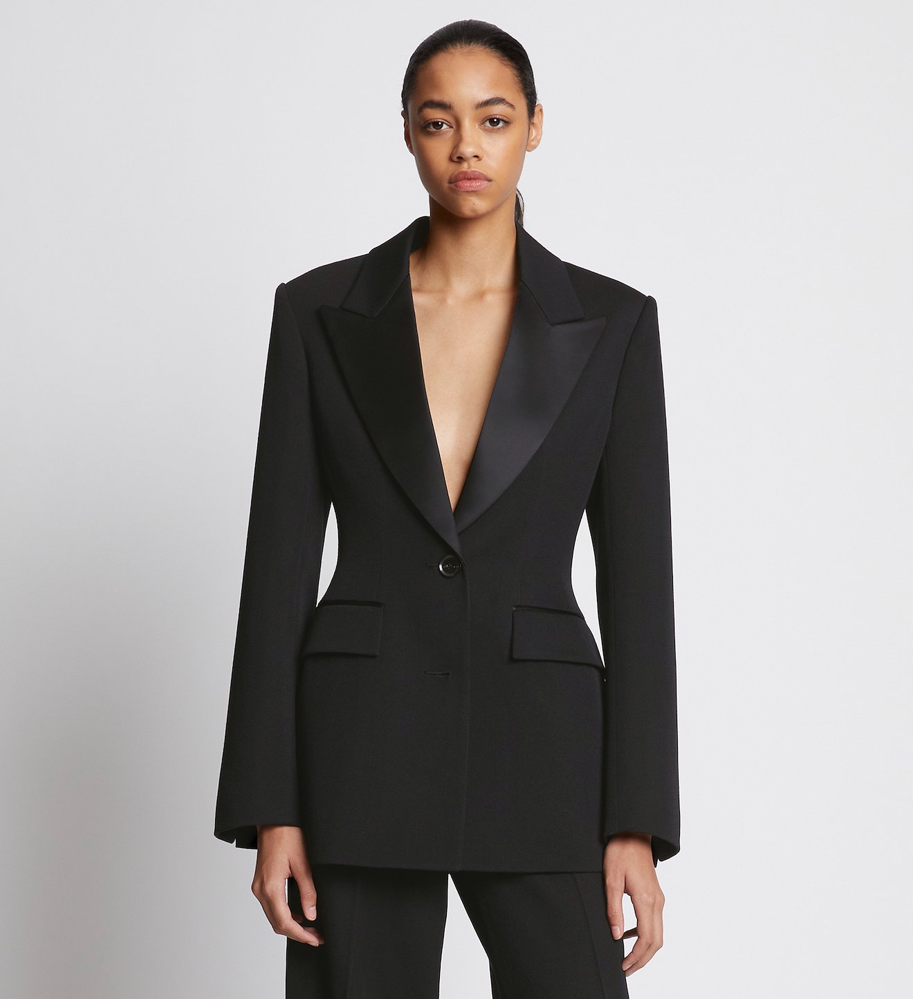 Wool Twill Satin Trim Blazer