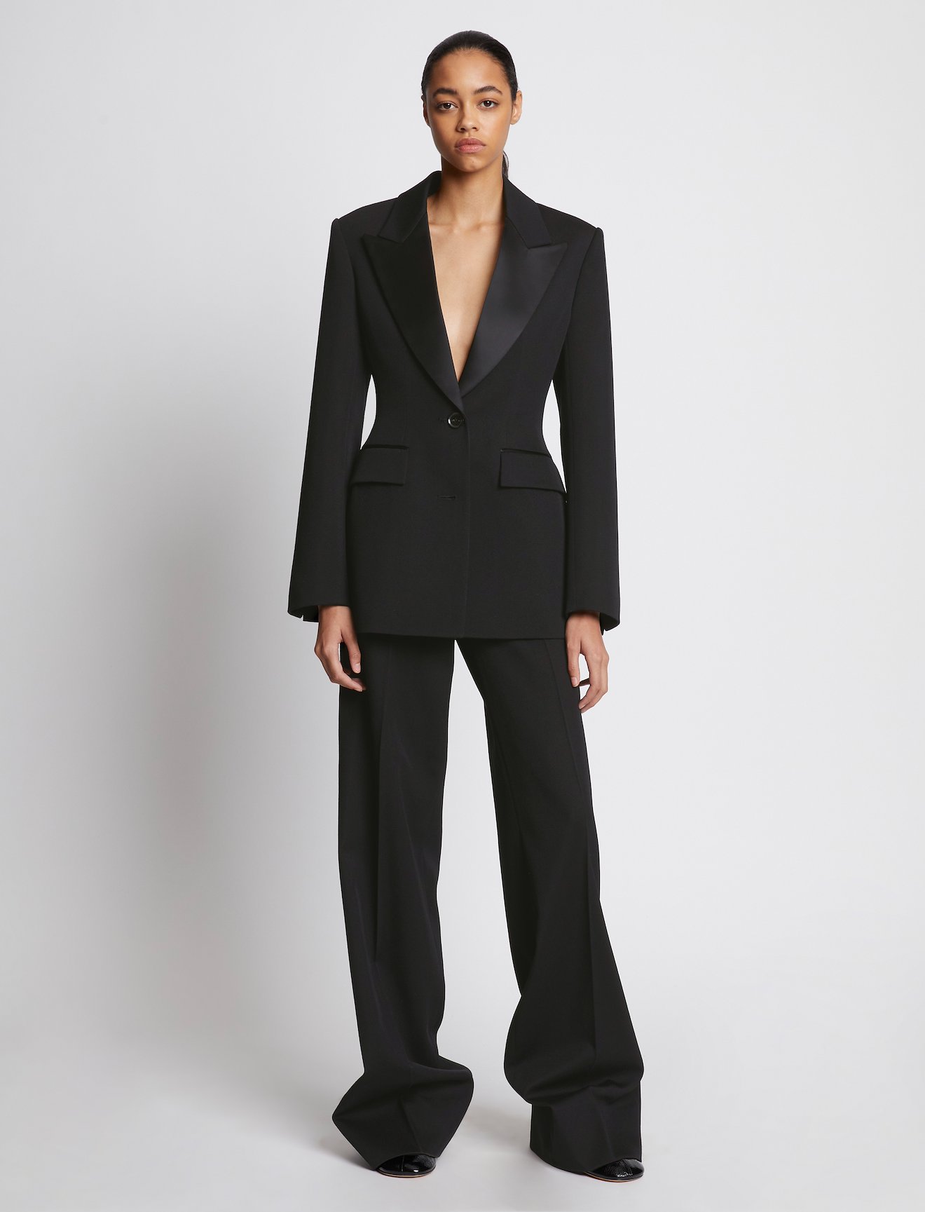 Wool Twill Satin Trim Blazer #1