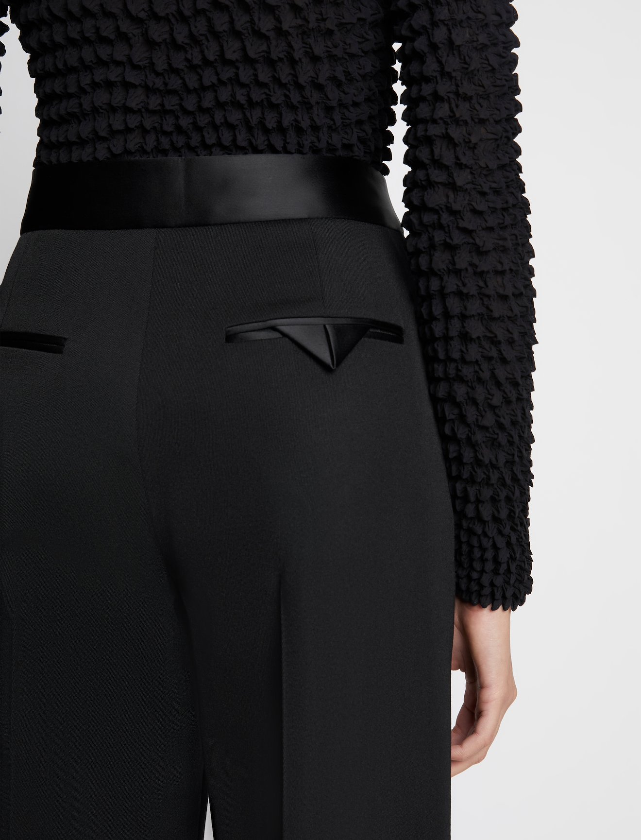 Wool Twill Satin Trim Pants #3