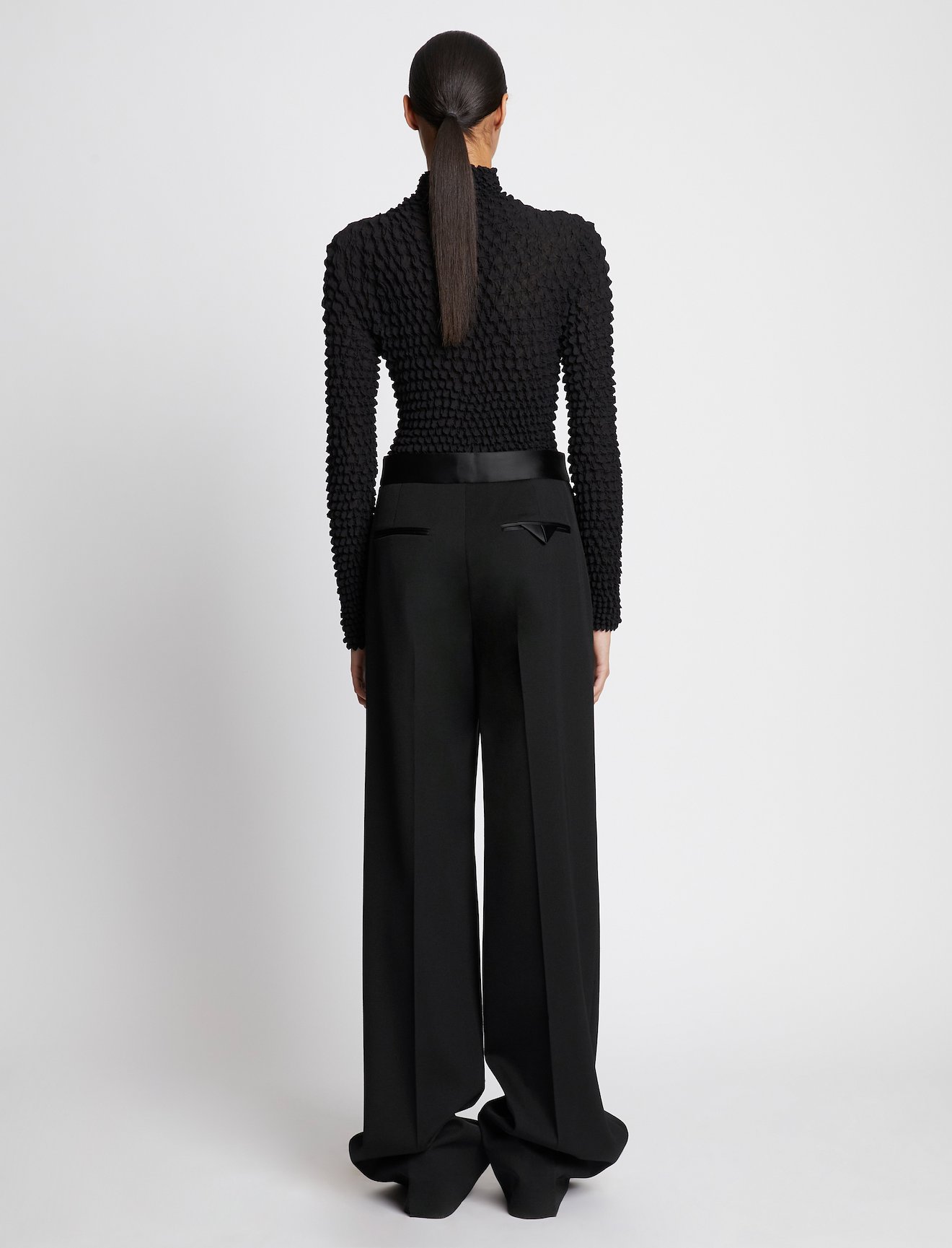 Wool Twill Satin Trim Pants #2