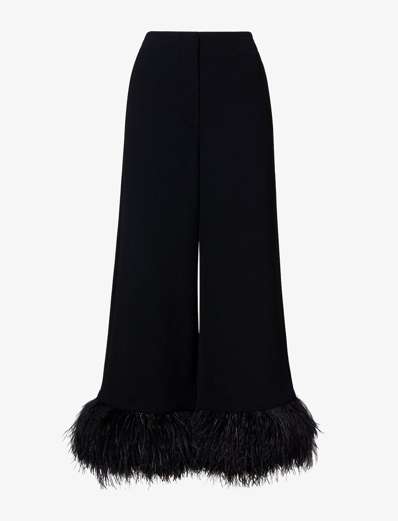 Bi-Stretch Crepe Feather Trim Pants #4