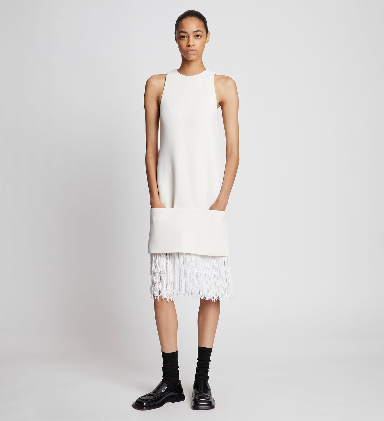 Bi-Stretch Crepe Fringe Dress