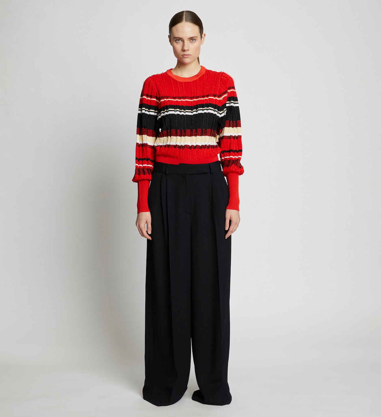 Textured Viscose Crepe Pants