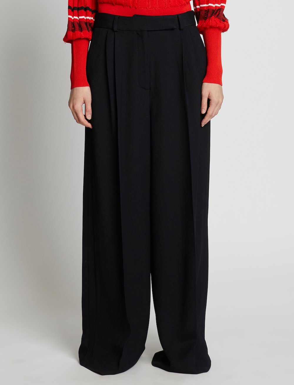 Textured Viscose Crepe Pants