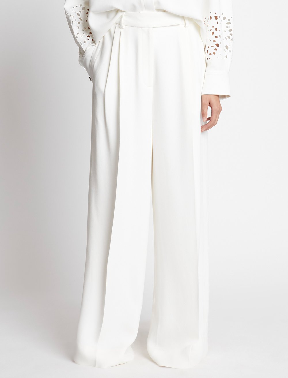 Textured Viscose Crepe Pants