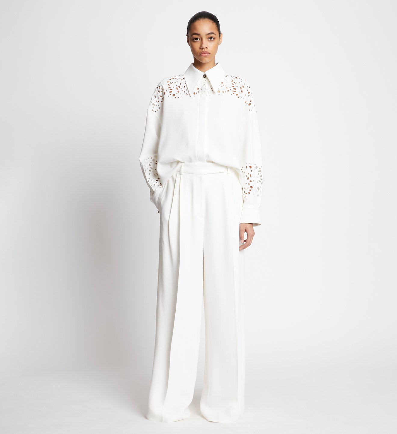 Textured Viscose Crepe Pants