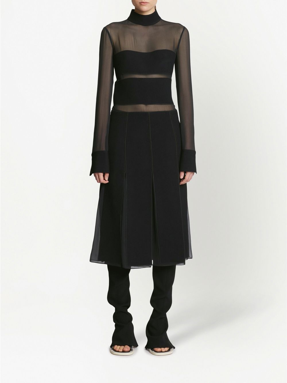 Proenza Schouler Midi-jurk met geplooide rok - Zwart