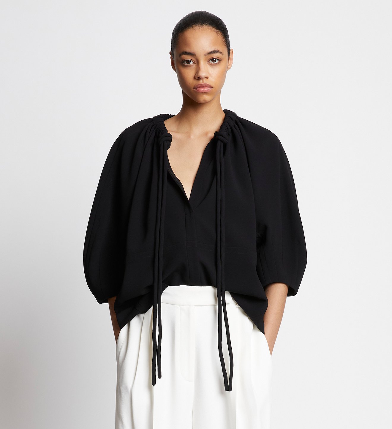 Matte Crepe V-neck Top