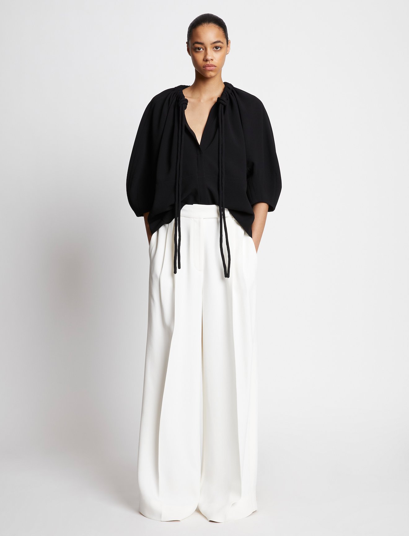 Matte Crepe V-Neck Top #1