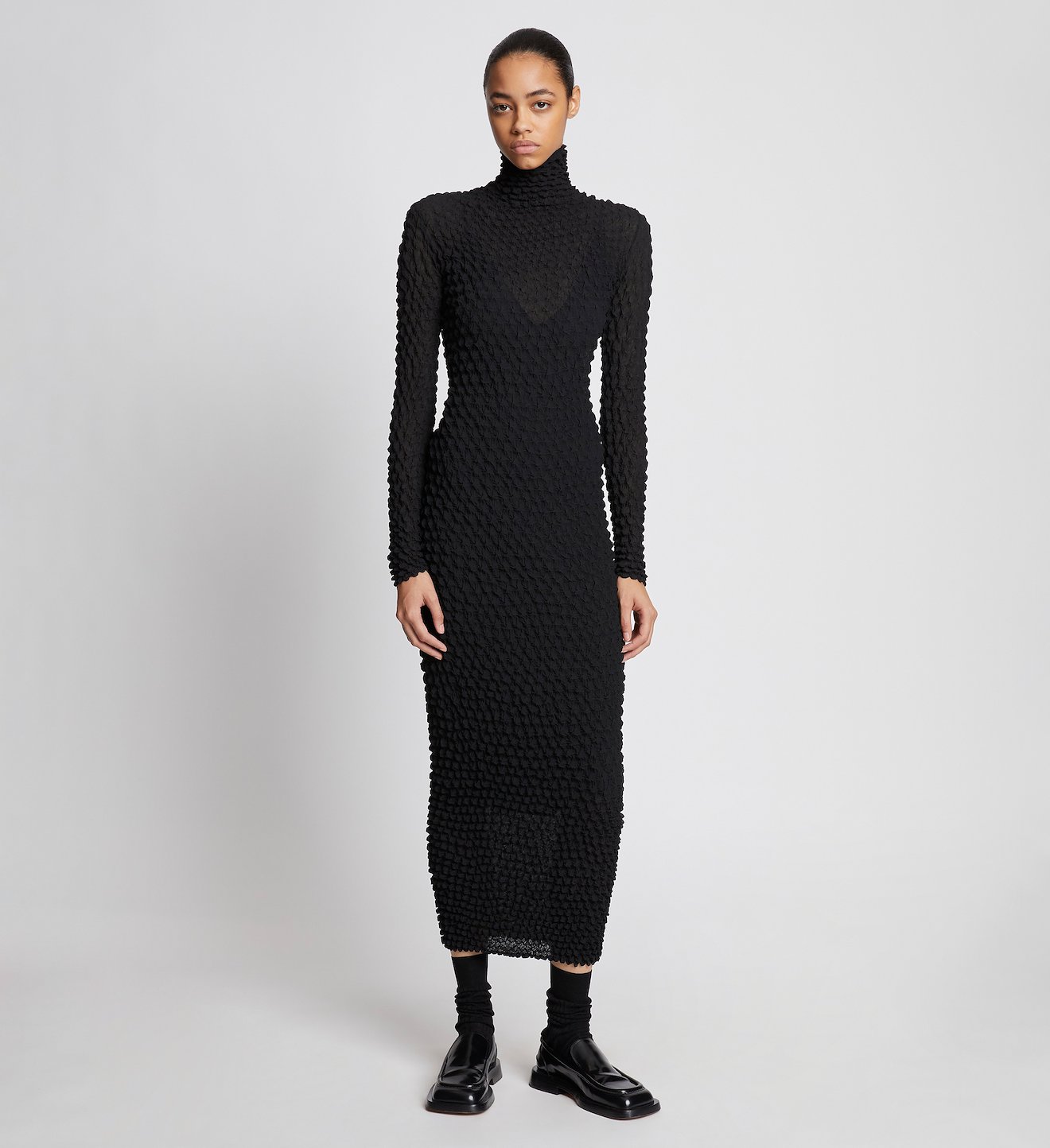 Shibori Turtleneck Dress in black | Proenza Schouler