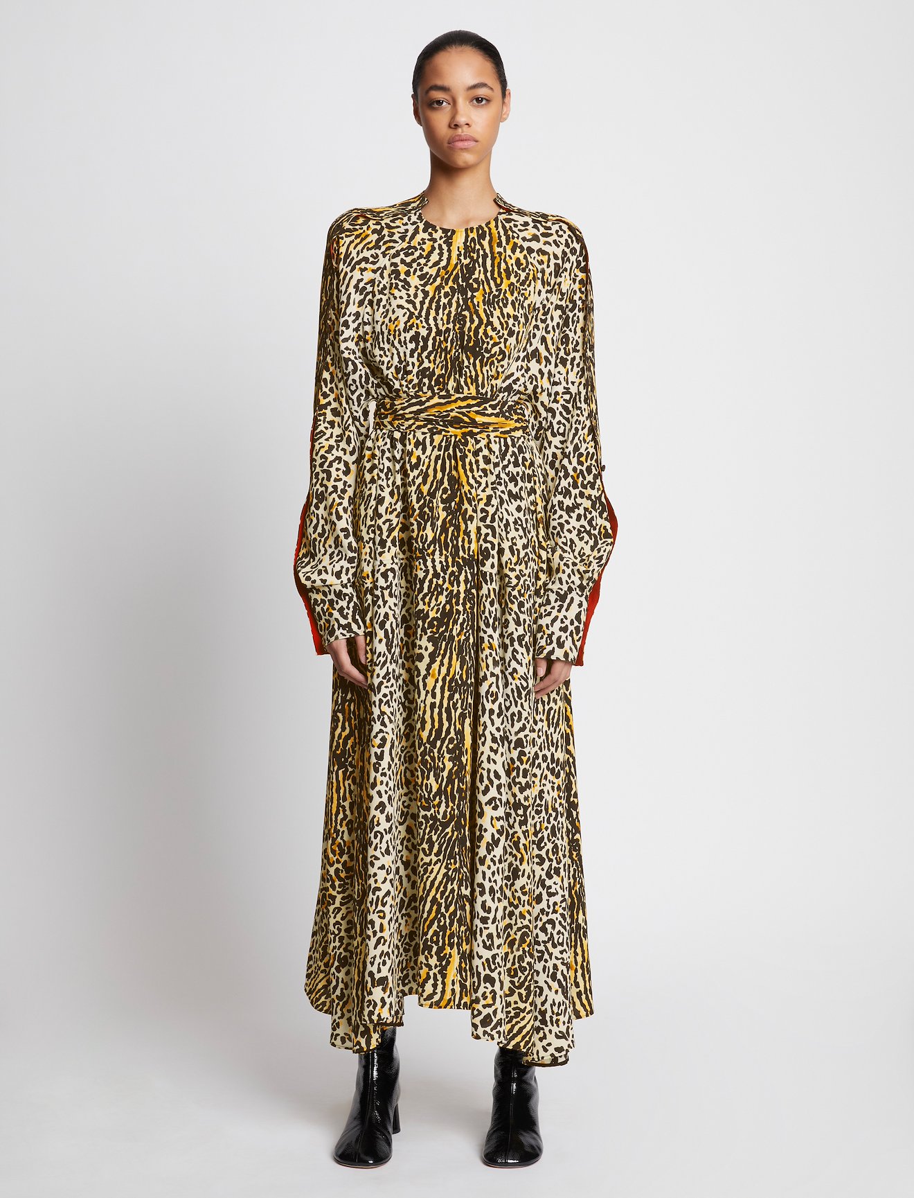 Printed Leopard Crepe Belted Dress #1