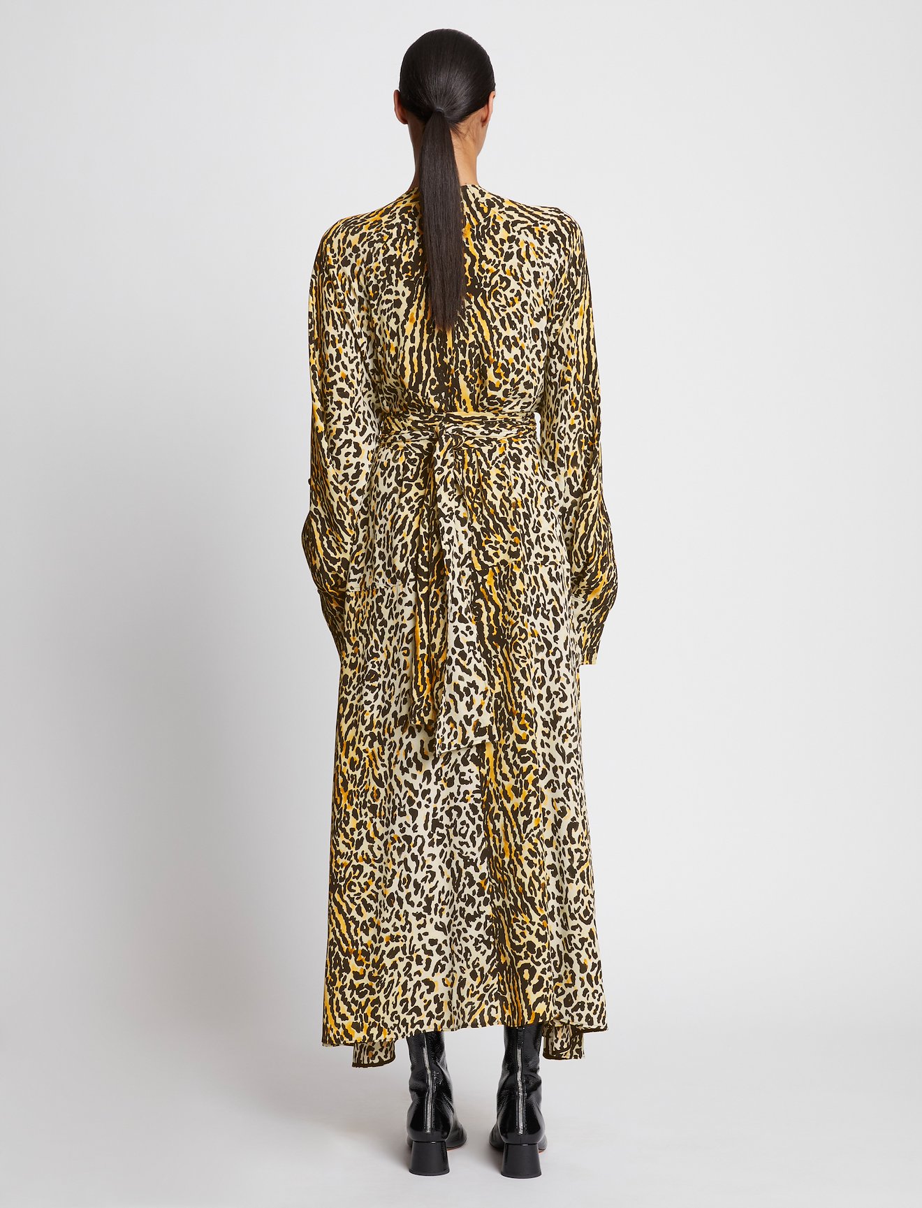 Printed Leopard Crepe Belted Dress #3