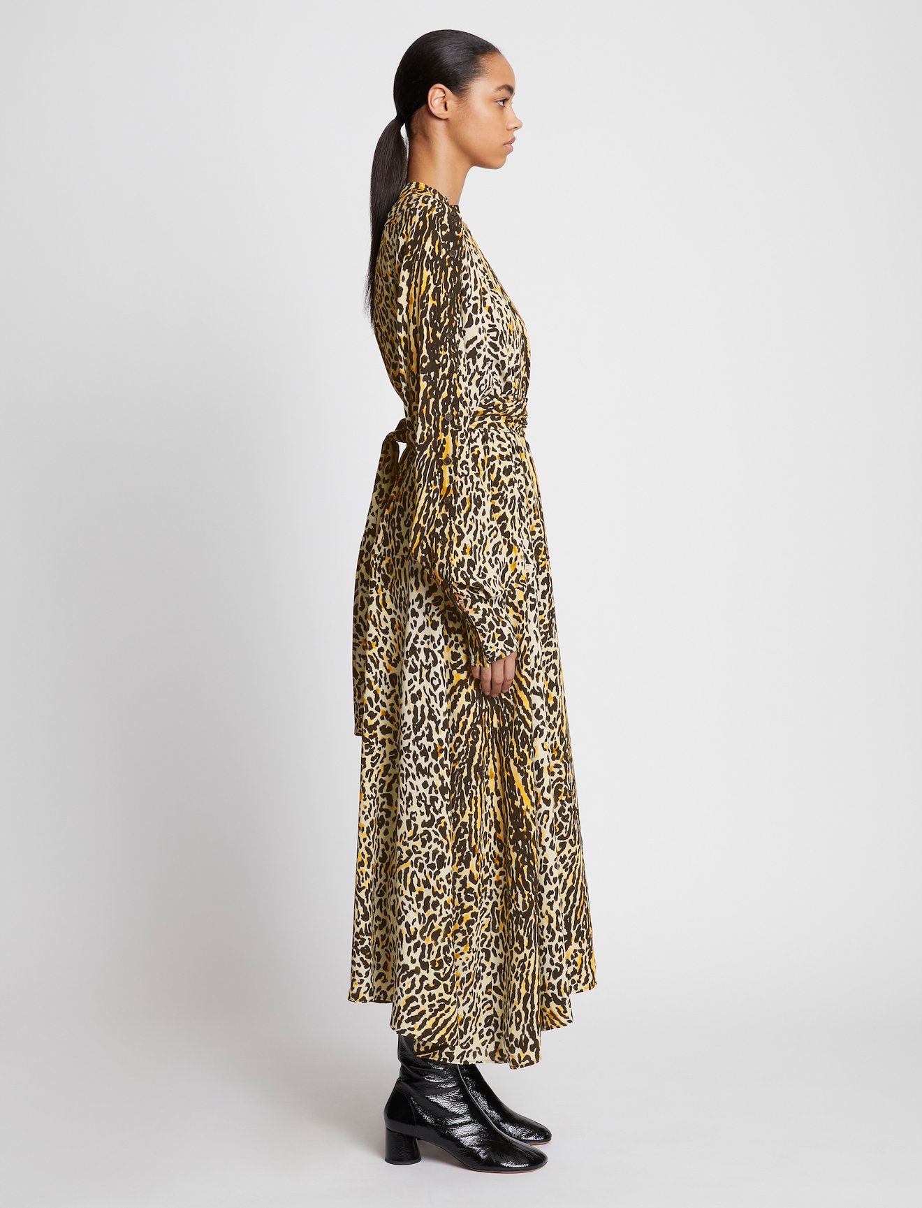 Printed Leopard Crepe Belted Dress #2