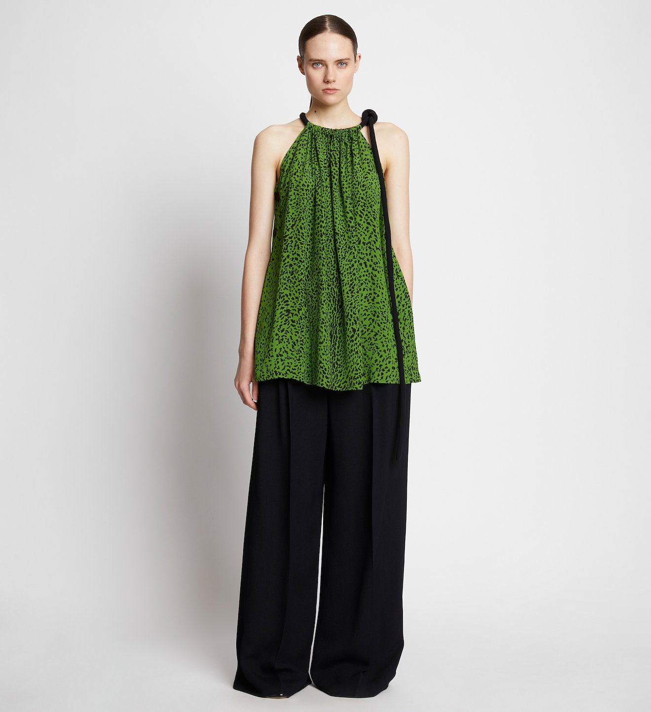 Printed Leopard Crepe De Chine Top