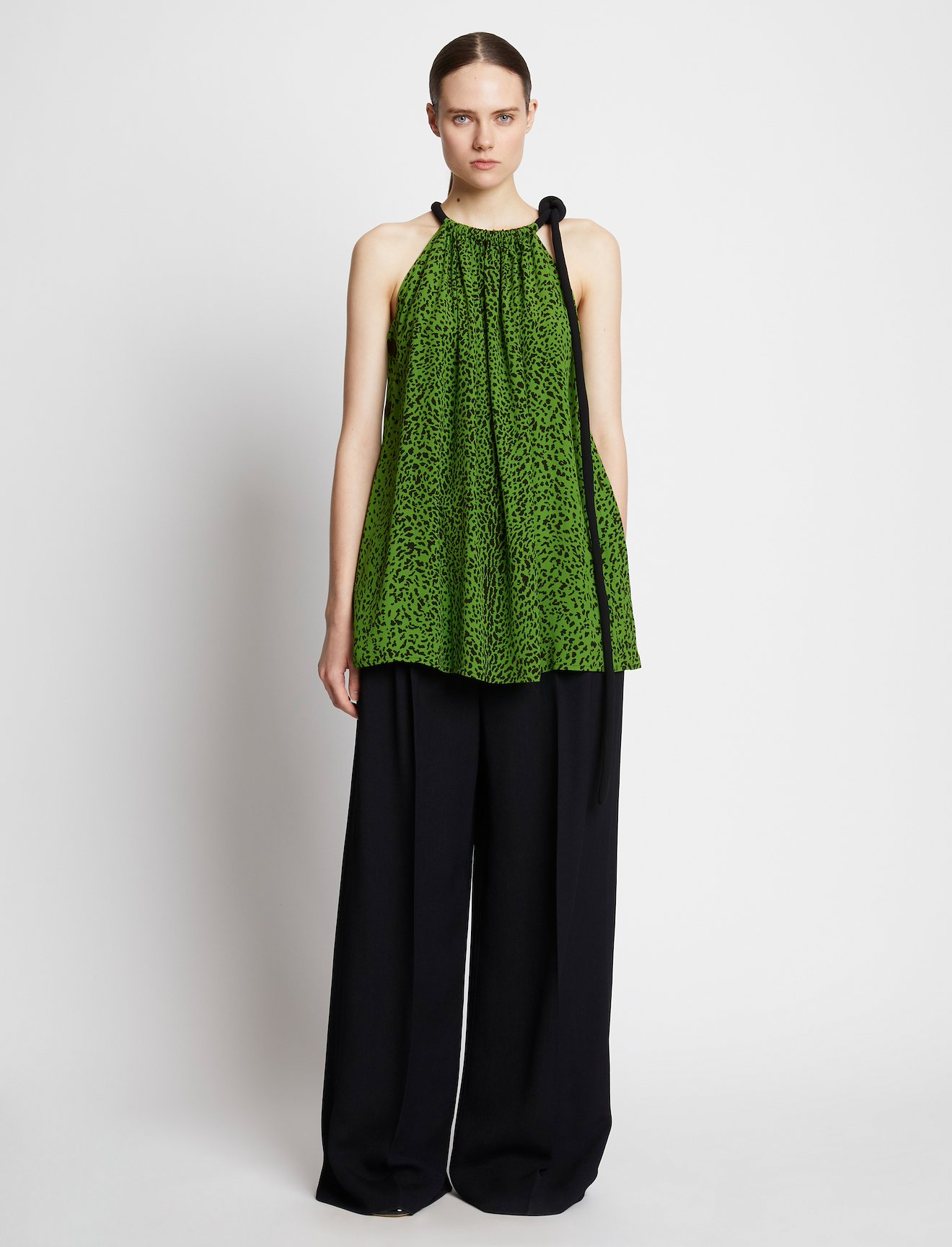 Printed Leopard Crepe De Chine Top #1