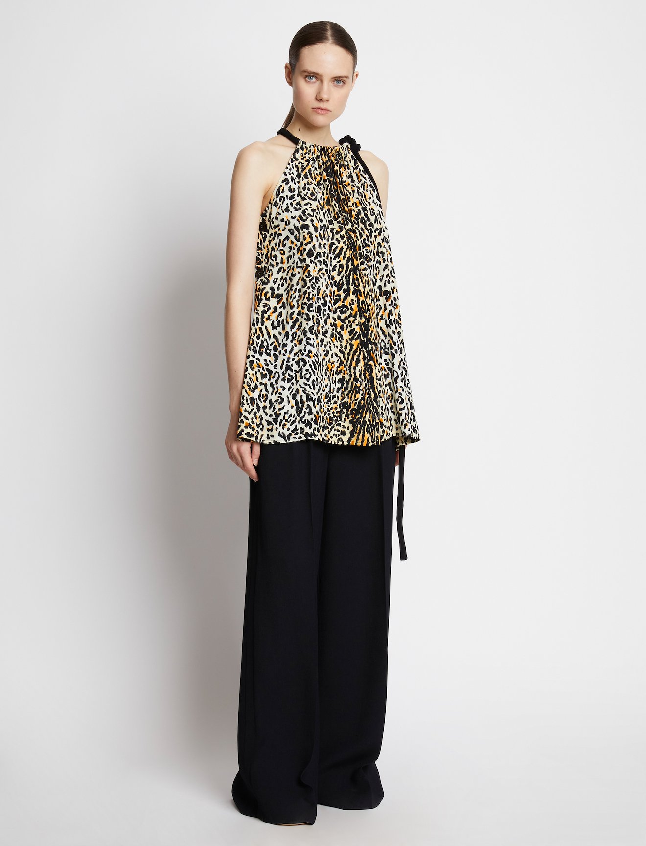 Printed Leopard Crepe De Chine Top #2