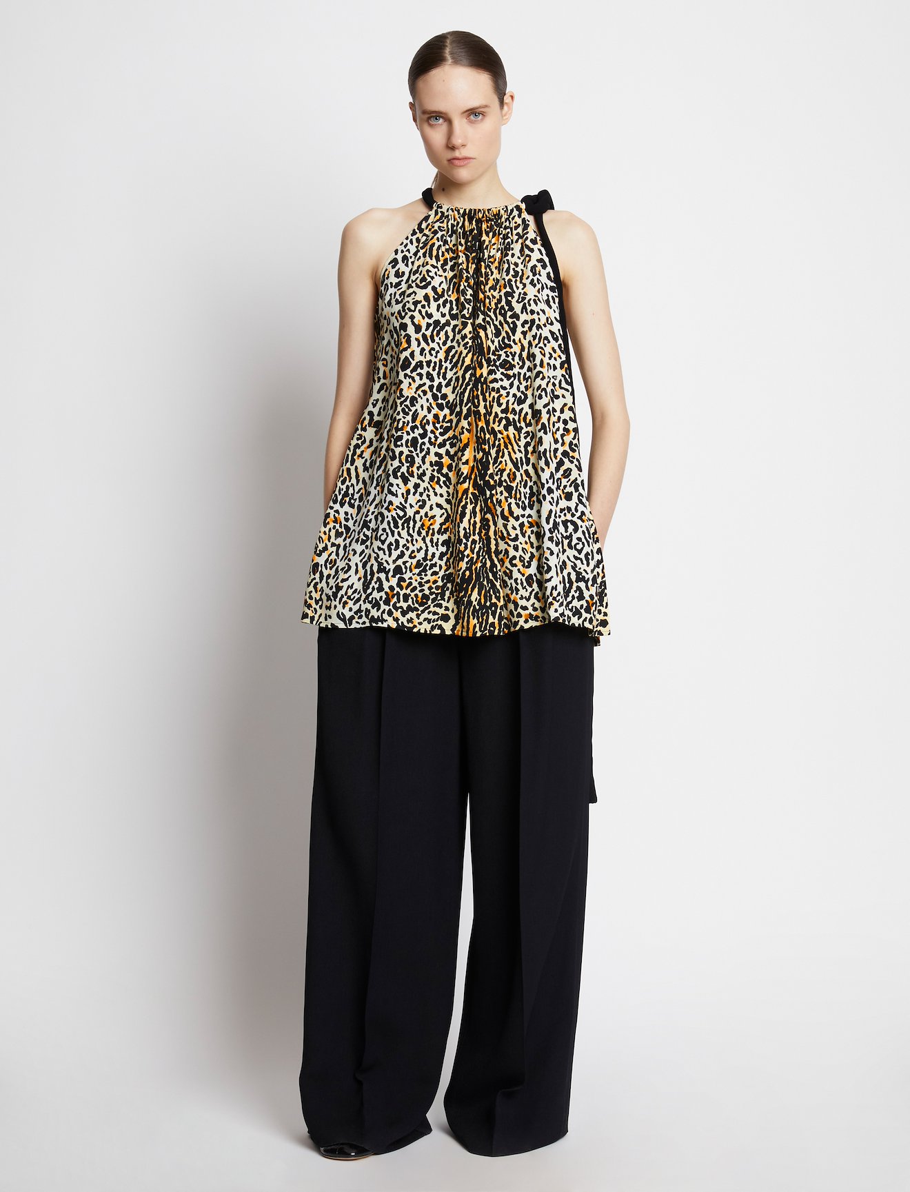 Printed Leopard Crepe De Chine Top #1