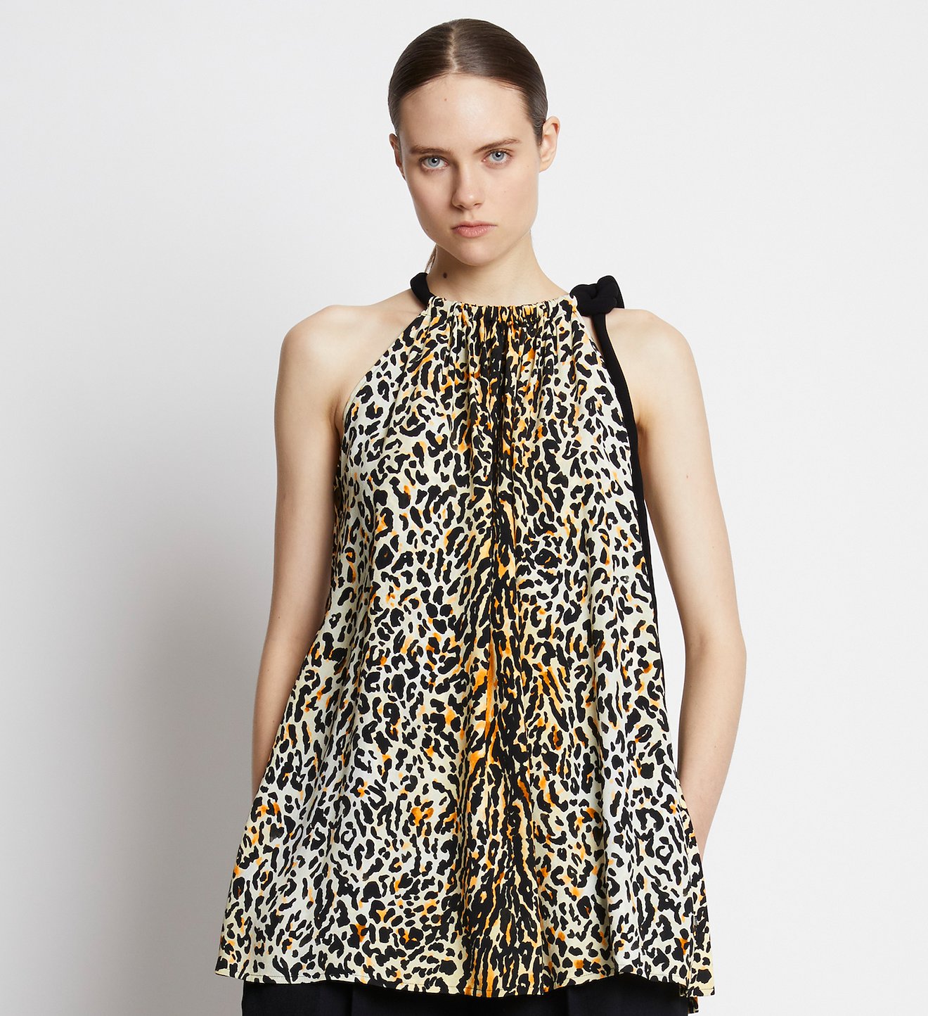 Printed Leopard Crepe De Chine Top